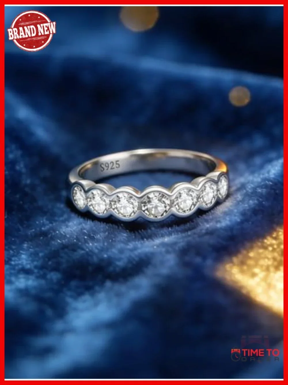 2.1CT Moissanite Half Eternity Ring Band, D Color VVS1, 925 Sterling Silver,